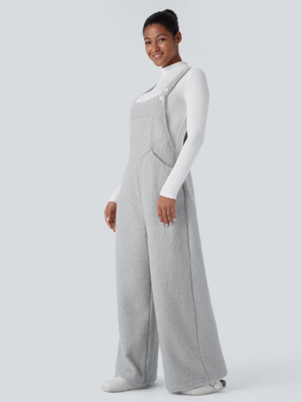 HALARA Pockets Casual Teddy Overalls